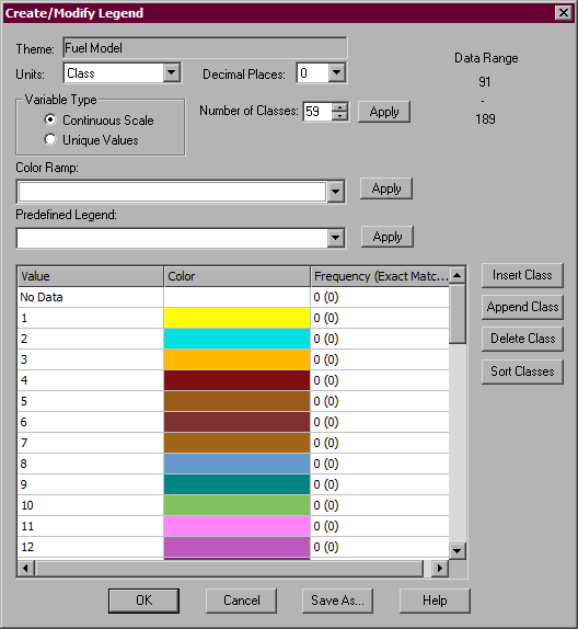 Create/Modify Legend dialog box
