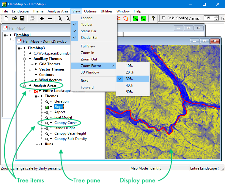 Project window with annotations.
