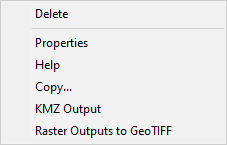 Shortcut menu for individual run.