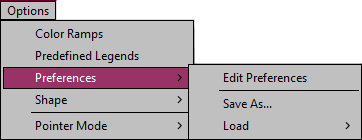 Options menu showing Preferences command.