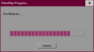 Dialog box showing progress of FlamMap run.