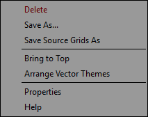 Shortcut menu for wind, spread, and max spot vector outputs.