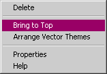 Vector Theme shortcut menu with Bring to Top command selected