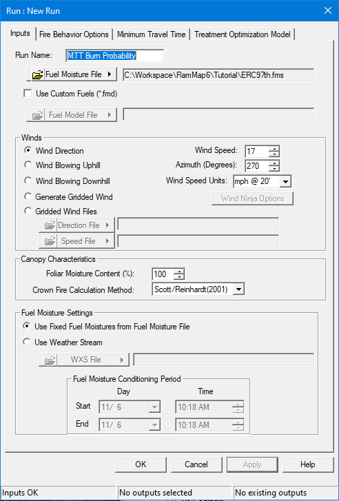 Completed Inputs Tab