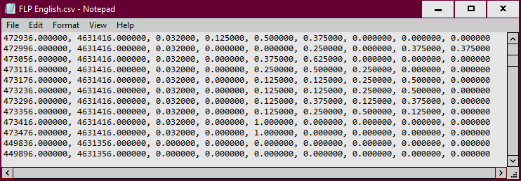 Second example of English FLP file displayed in Notepad.