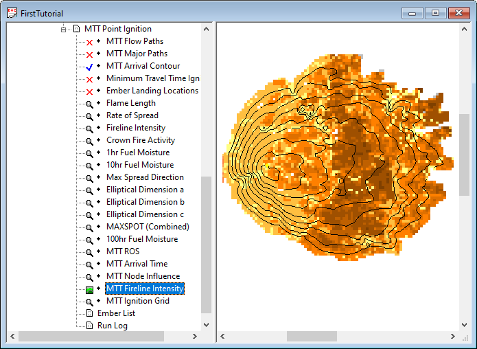 MTT fire line intensity grid