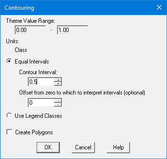 Contouring dialog showing settings to contour TOM Treatments.
