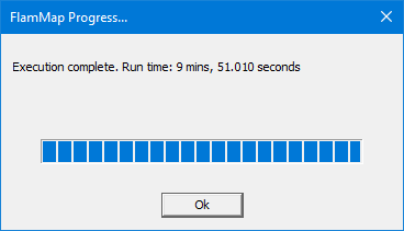 Progress bar showing completed run.