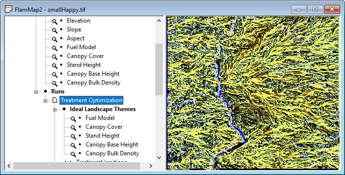 Project window displaying treatment optimization outputs.