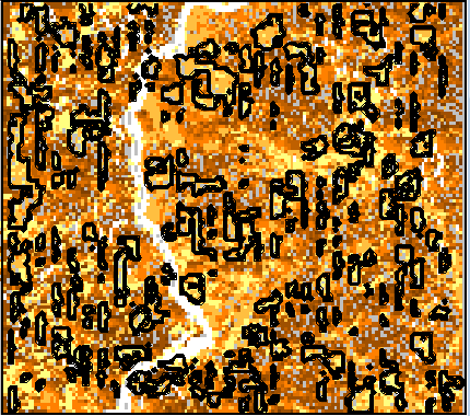 Post treatment fireline intensity grid with treatment contours