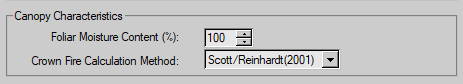 Canopy Characteristics section of Run dialog with selected inputs.