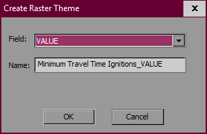 Dialog box for creating raster from polygon vector output theme.