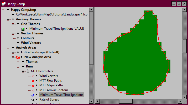Display pane showing Ignition polygon with raster created from it.