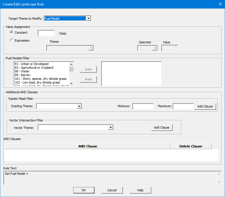 Create/Edit Landscape Rule dialog.