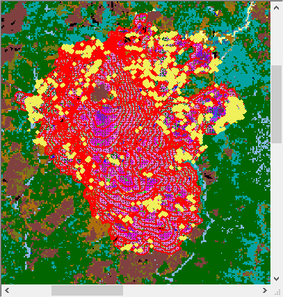 Fake Fire initial output view with vectors all displayed.