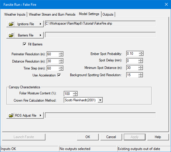 Model settings tab with tutorial settings.