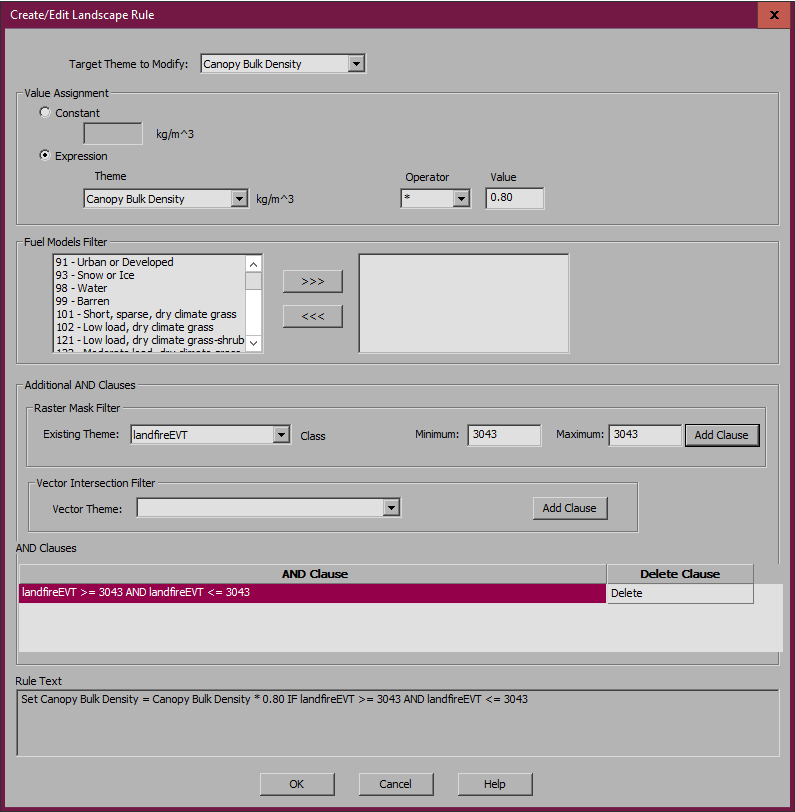 Rule example using raster mask.