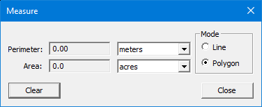 Measure dialog displaying polygon option.