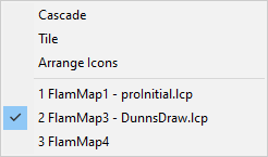 Window menu showing three projects