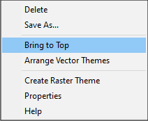 Vector Theme shortcut menu with Bring to Top command selected