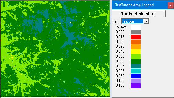1 hour fuel moisture output from Variable Fuel Moistures run.