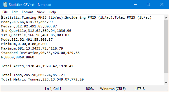 Statistics CSV output