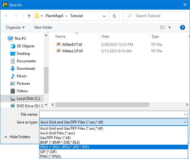Save As dialog showing file type choices.