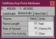 Point Attributes dialog before edits.
