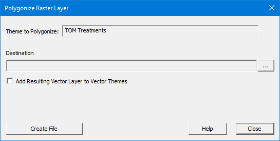 Blank Polygonize Raster Layer dialog.