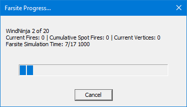 Farsite Progress dialog during Wind Ninja phase.