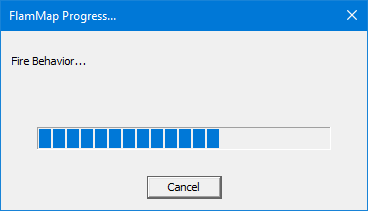 Message displaying FlamMap Run progress.