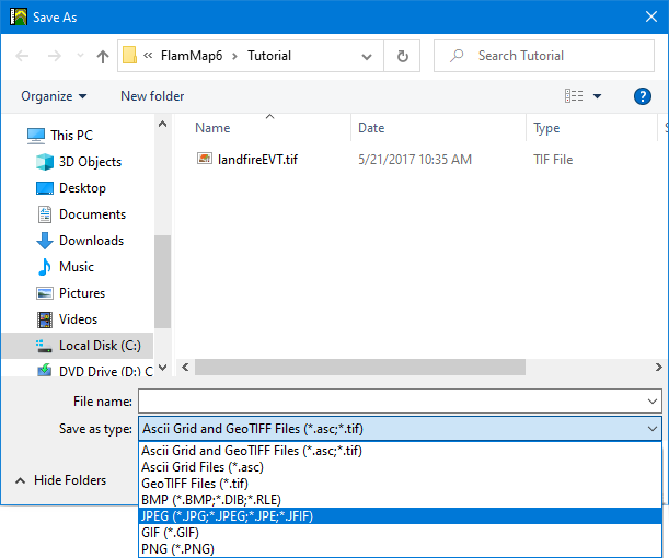 Save As dialog showing file type choices.